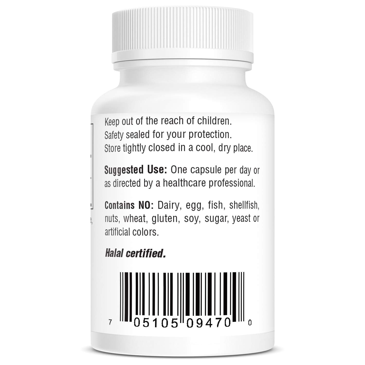Bio-Tech Pharmacal etiqueta con información nutricional y ausencia de alérgenos