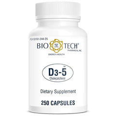 Bio-Tech Pharmacal vista frontal del envase con 250 cápsulas y beneficio de dosis clara