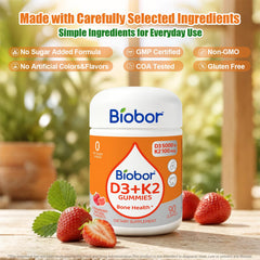 Biobor gomita masticada en plato resaltando sabor fresa y comodidad