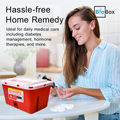 BioBox comparación de tamaño junto a manos para apreciar capacidad