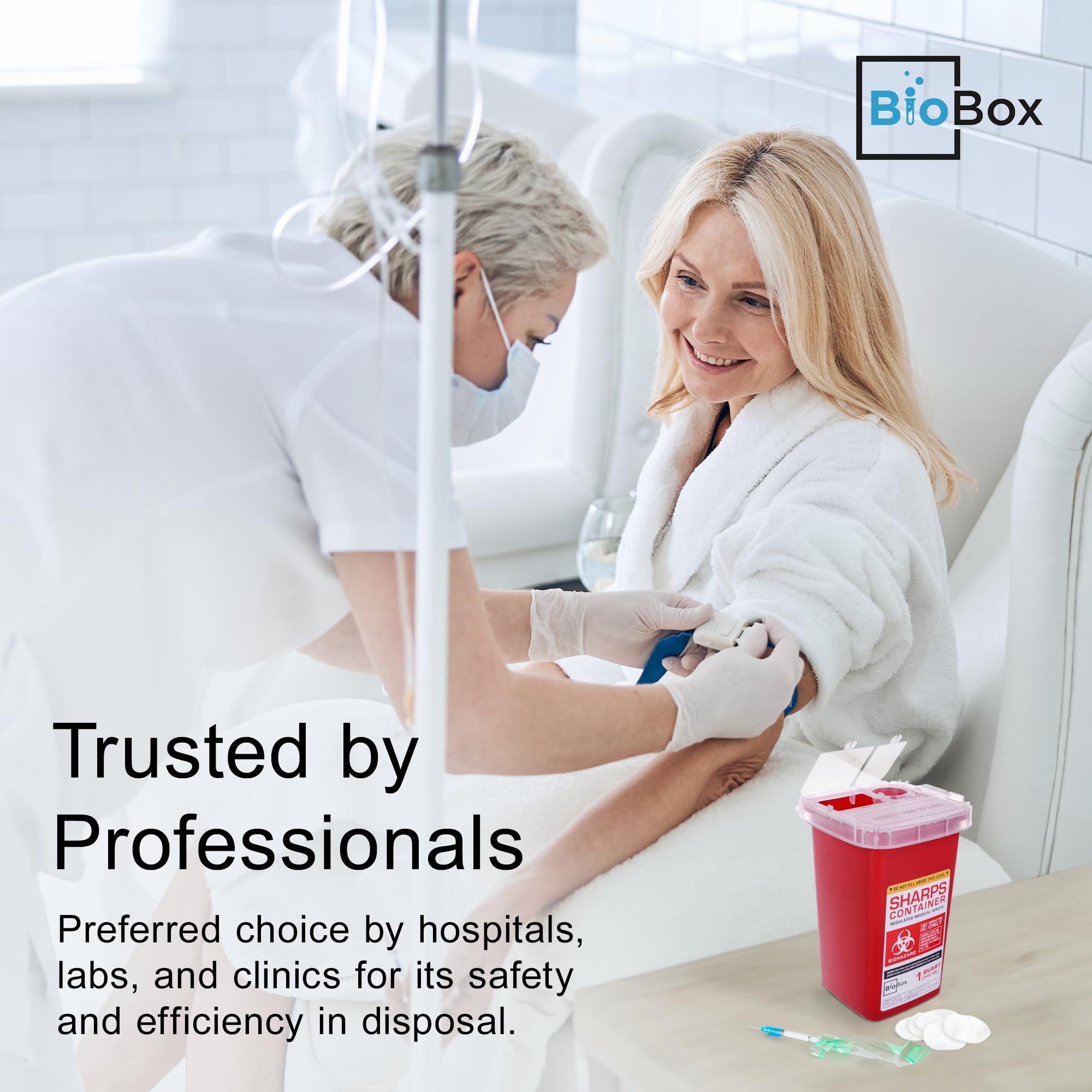 BioBox etiqueta con instrucciones visibles para eliminación conforme