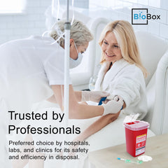 BioBox etiqueta con instrucciones visibles para eliminación conforme