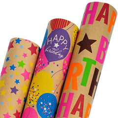 BIOBROWN rollo frontal del paquete mostrando diseño feliz cumpleaños y globos para regalos