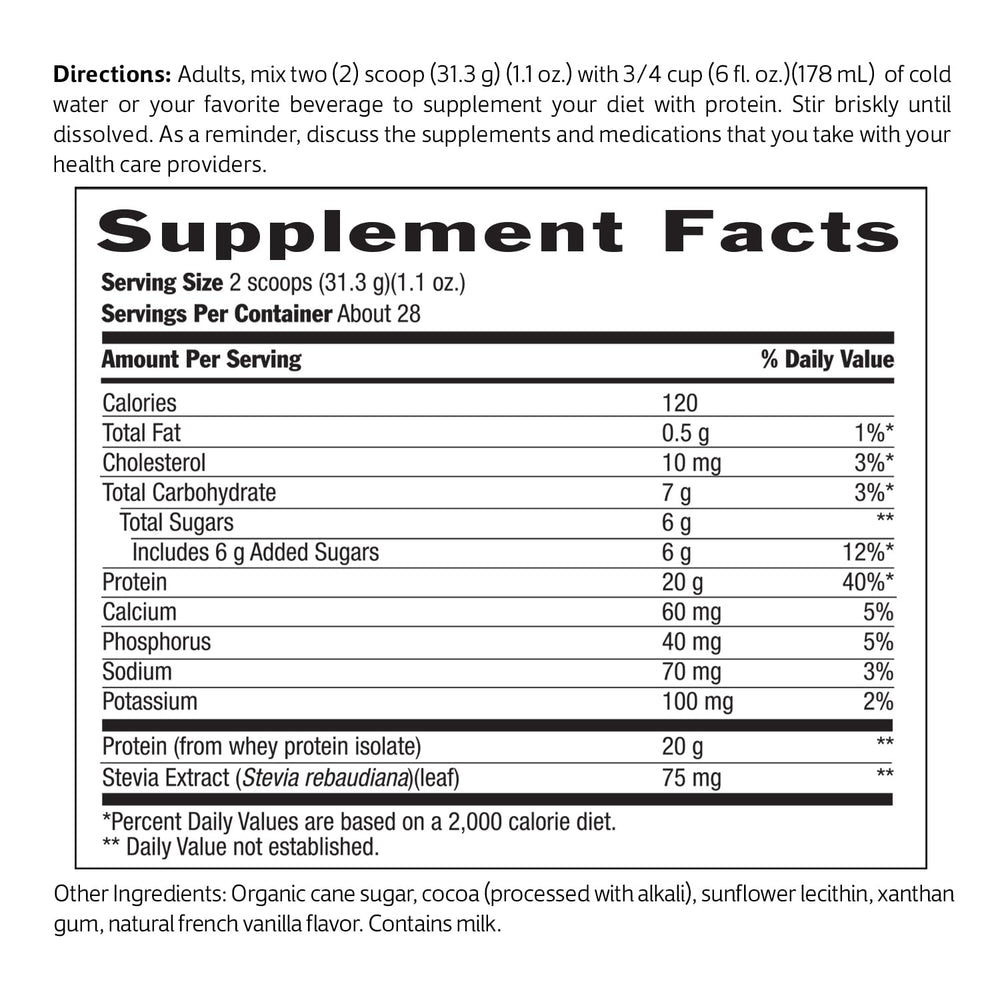 Biochem etiqueta nutricional detallada con certificaciones y macros claros
