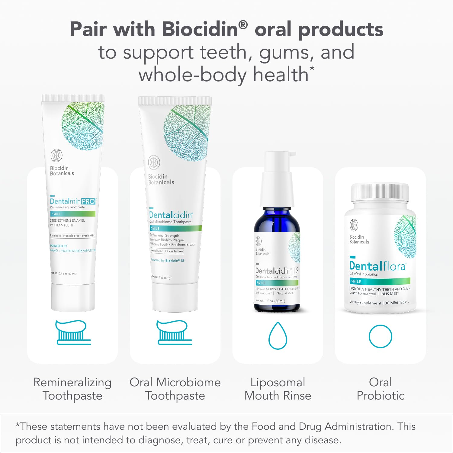 Pasta Dentalcidin Biocidin en un baño moderno, sugiere rutina diaria saludable