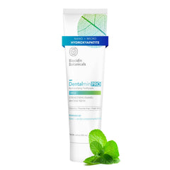 Biocidin Dentalmin Pro frente del tubo mostrando etiqueta clara y beneficio remineralizante