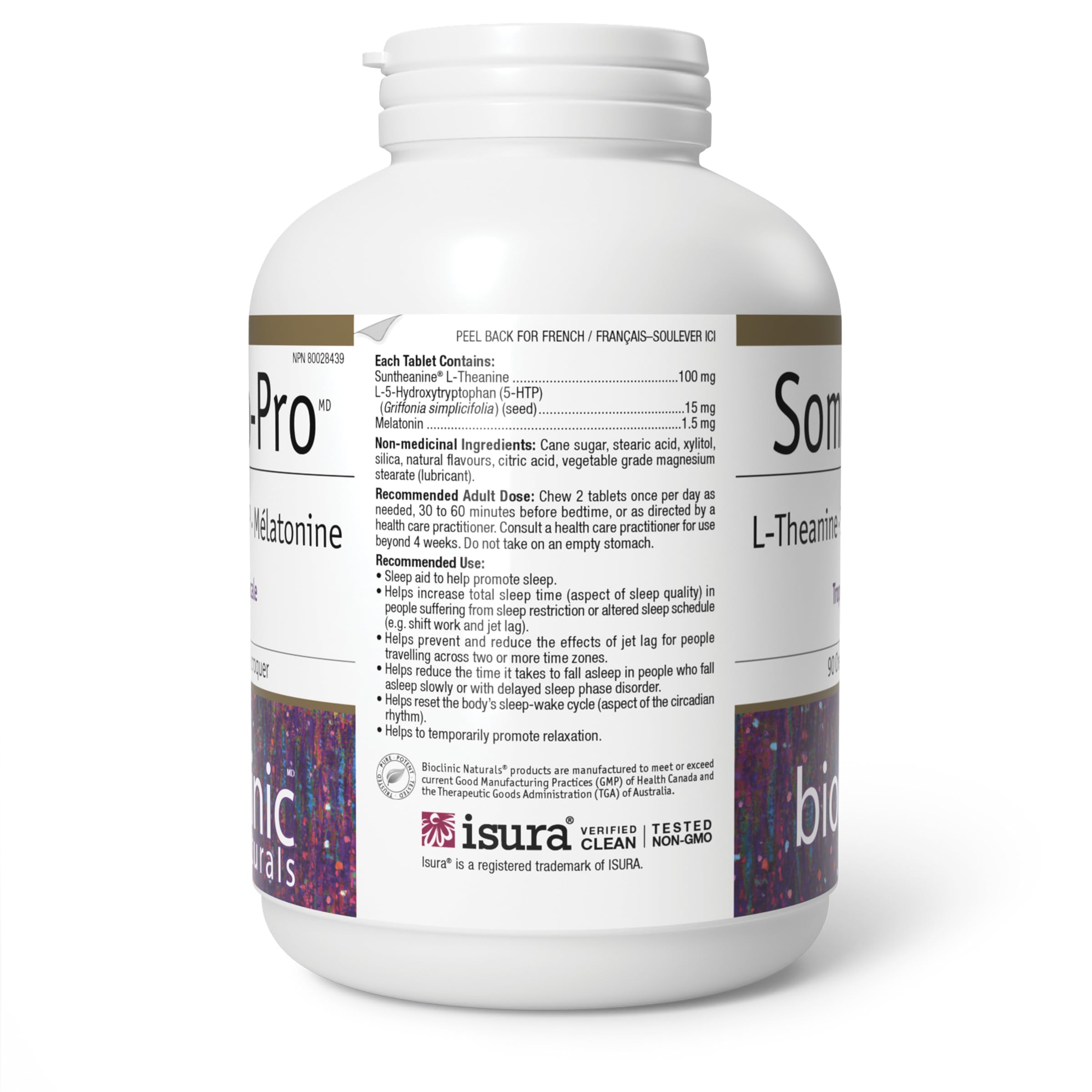 Bioclinic Naturals Somno Pro envase abierto mostrando comprimidos accesibles