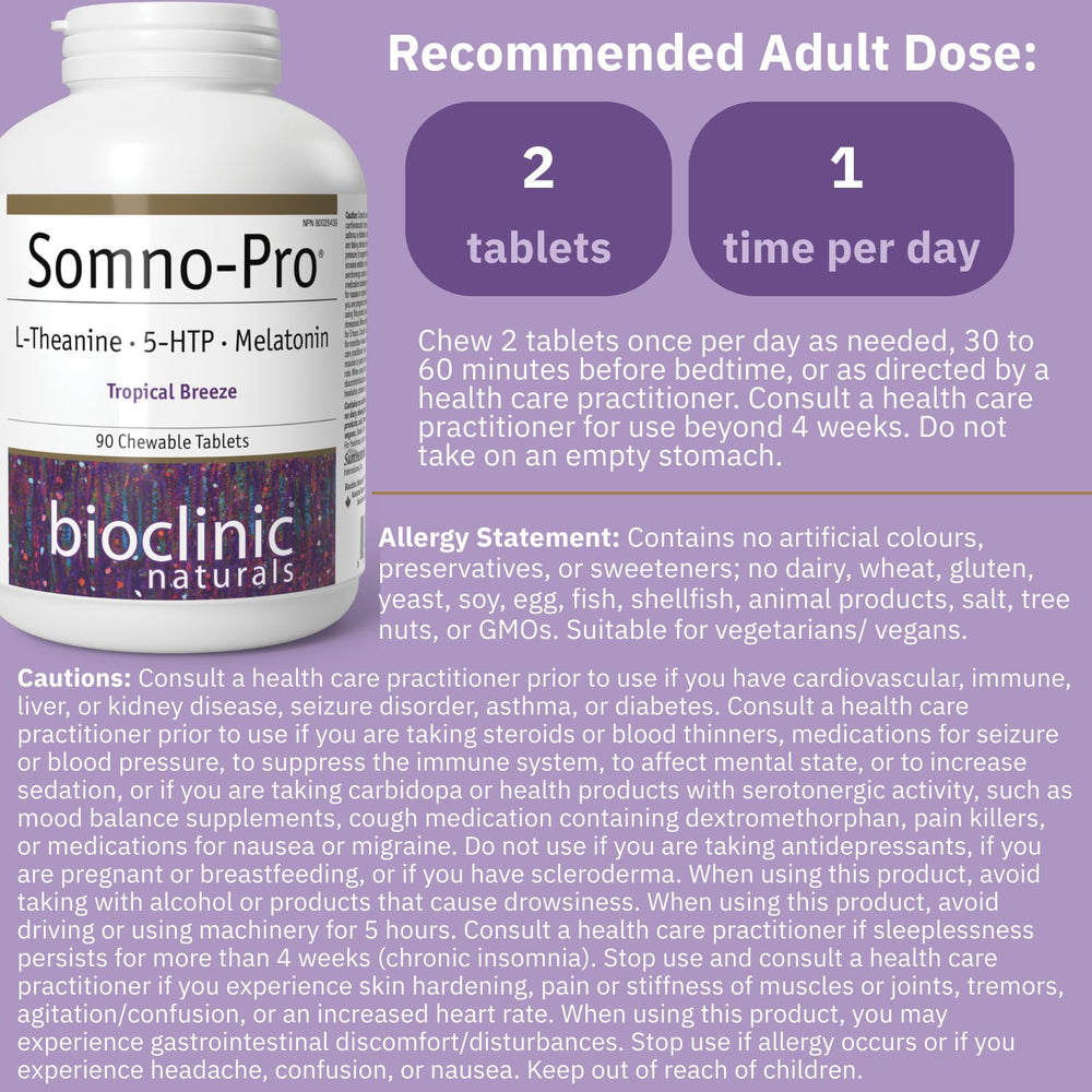Bioclinic Naturals Somno Pro textura del comprimido masticable sabor tropical