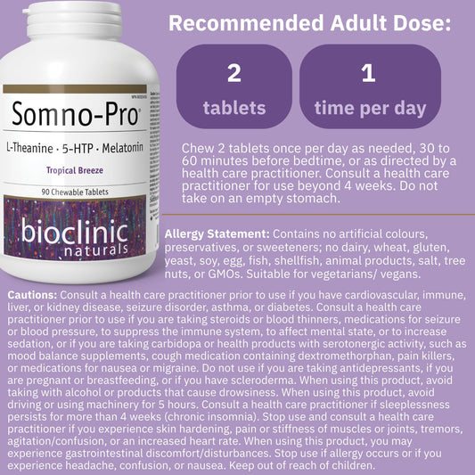 Bioclinic Naturals Somno Pro textura del comprimido masticable sabor tropical