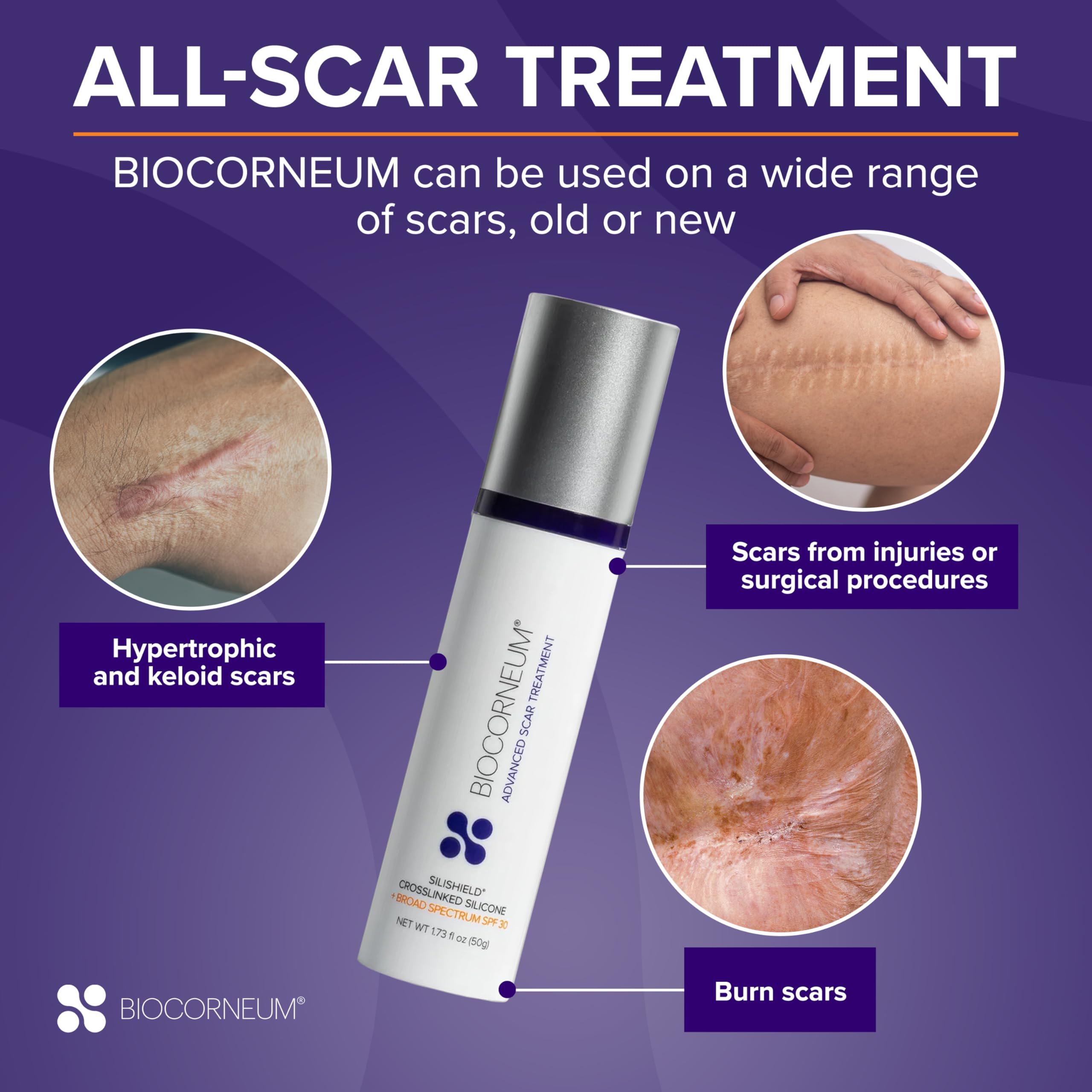 BIOCORNEUM etiqueta SPF 30 destacando protección solar integrada