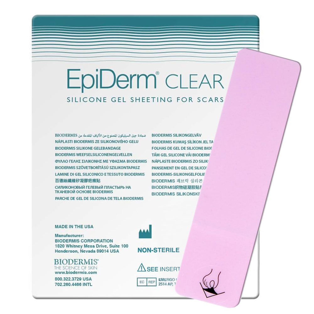BIODERMIS empaque frontal del producto mostrando la lámina transparente y sus beneficios