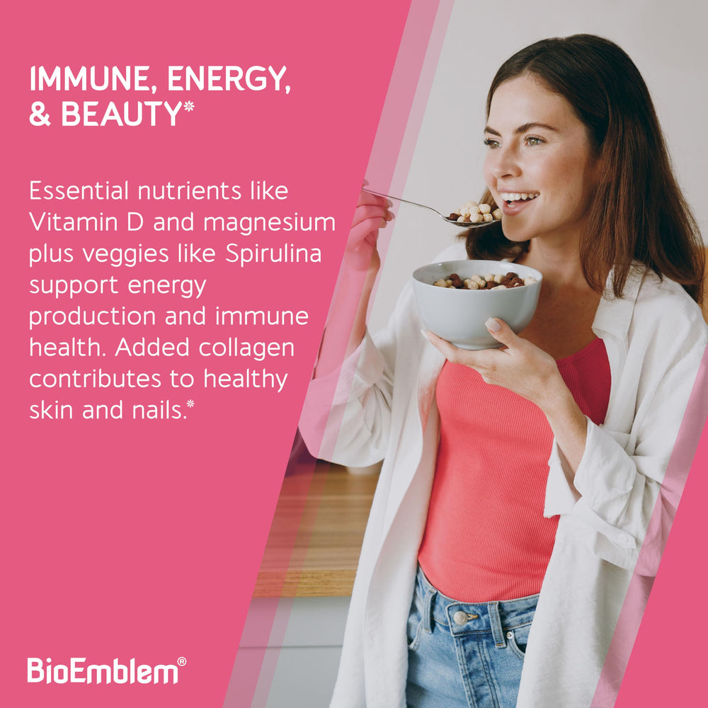 BioEmblem caja con lista de ingredientes visible, transparencia informativa