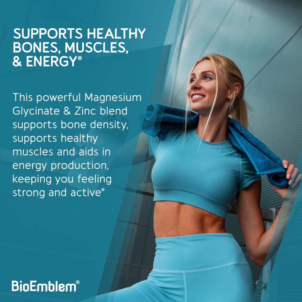 BioEmblem etiqueta informativa con detalles de magnesio y zinc