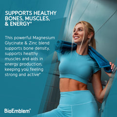 BioEmblem etiqueta informativa con detalles de magnesio y zinc