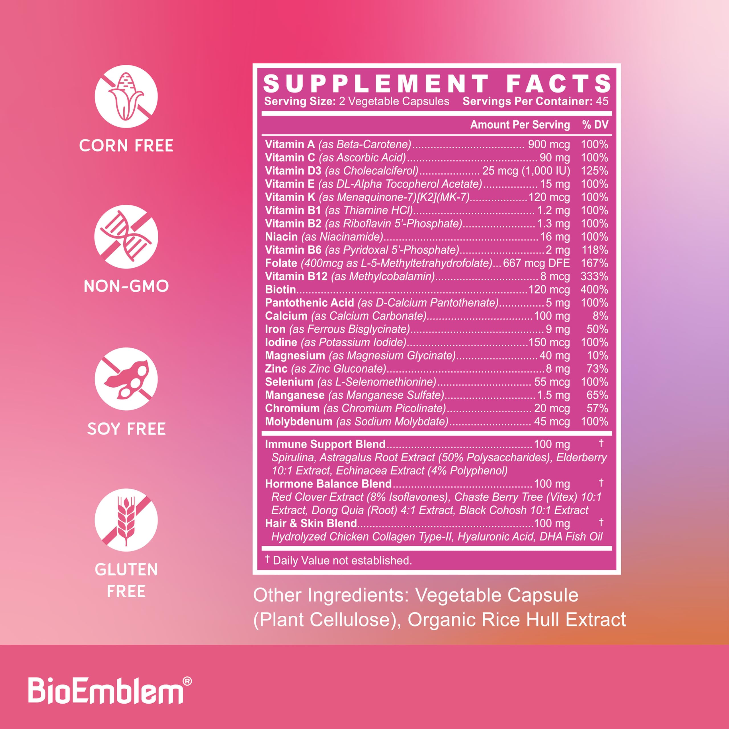 BioEmblem multivitamínico en rutina matinal junto a cepillo, apoya bienestar diario