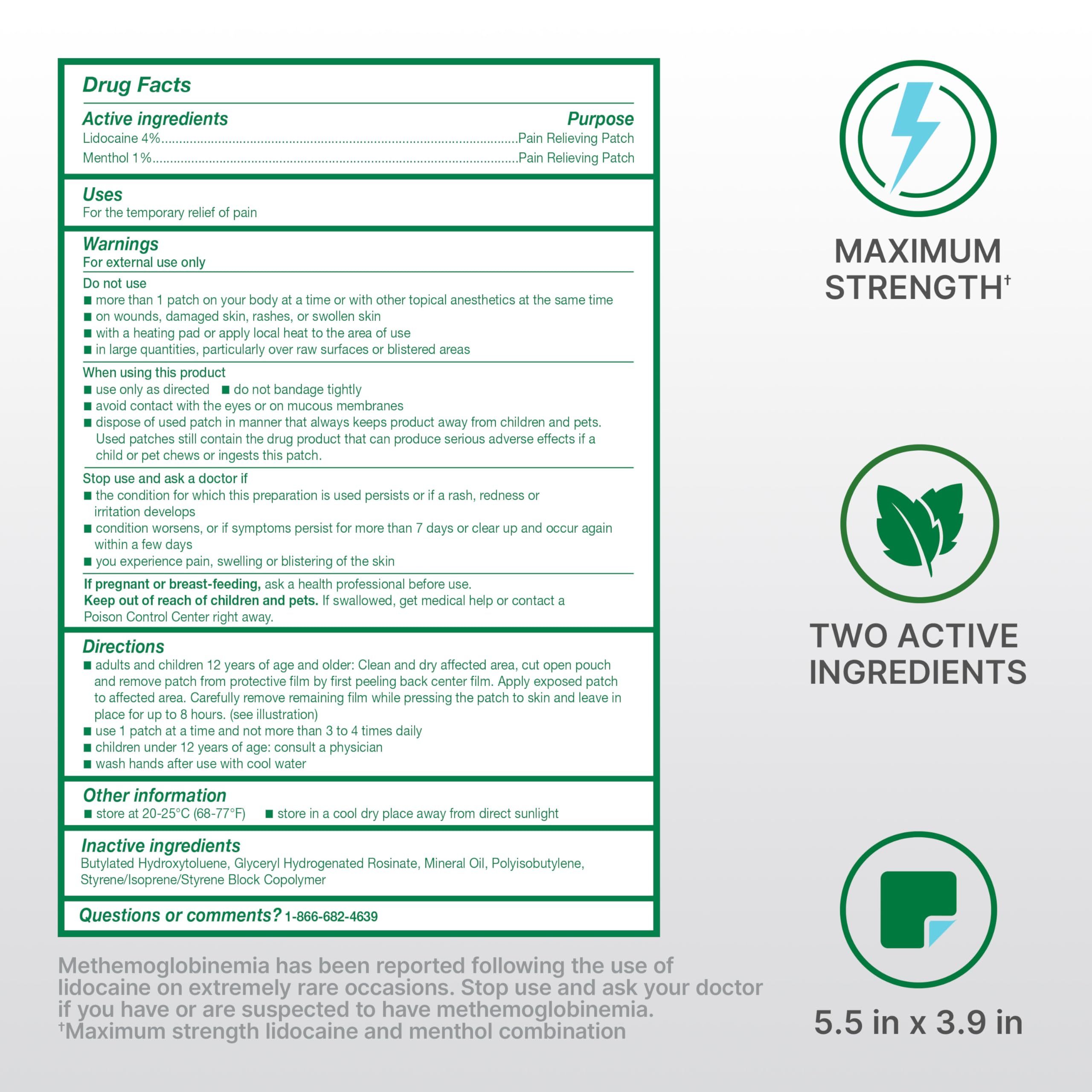 Biofreeze etiqueta con ingredientes, mostrando lidocaína y mentol claramente