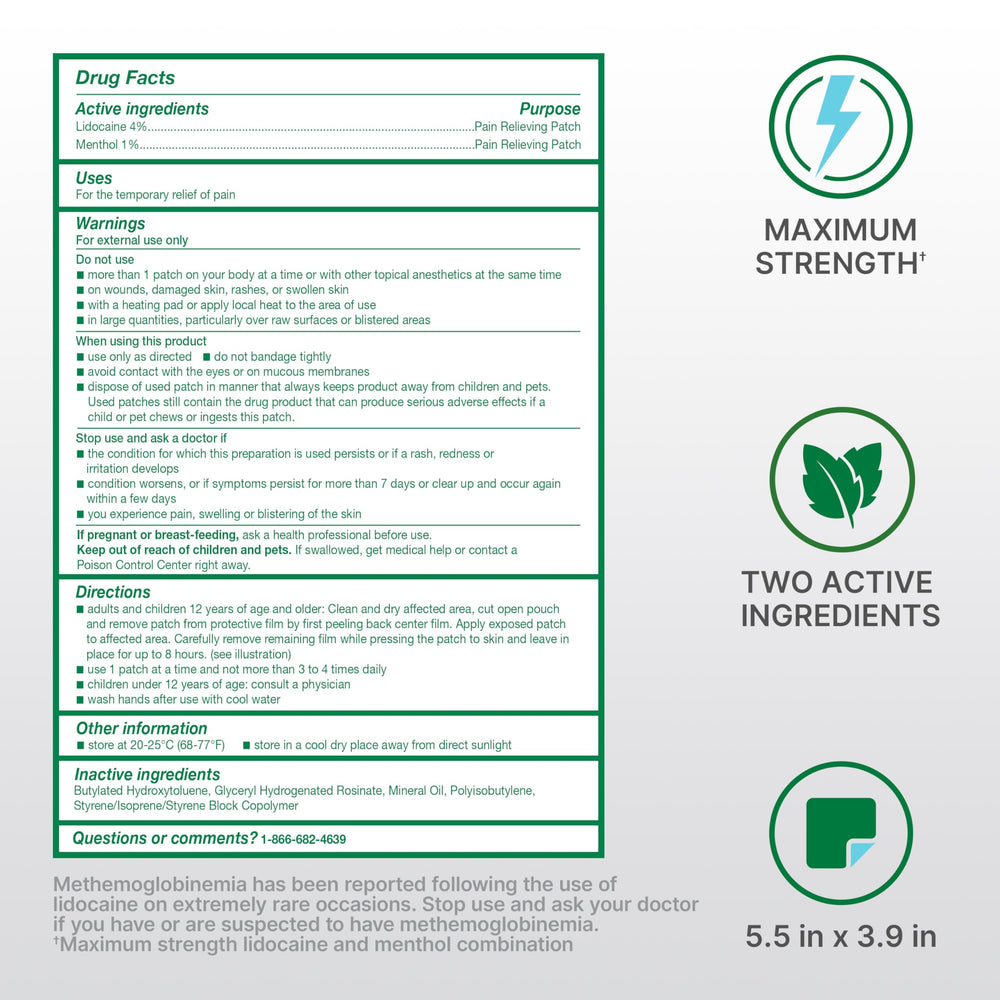 Biofreeze etiqueta con ingredientes, mostrando lidocaína y mentol claramente