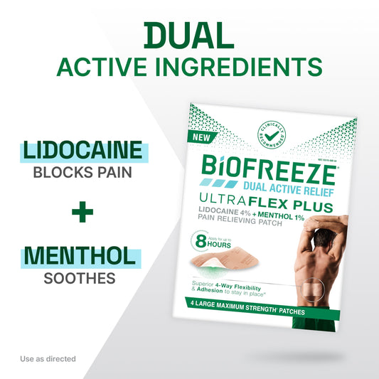 Biofreeze textura del parche en primer plano que muestra flexibilidad y confort
