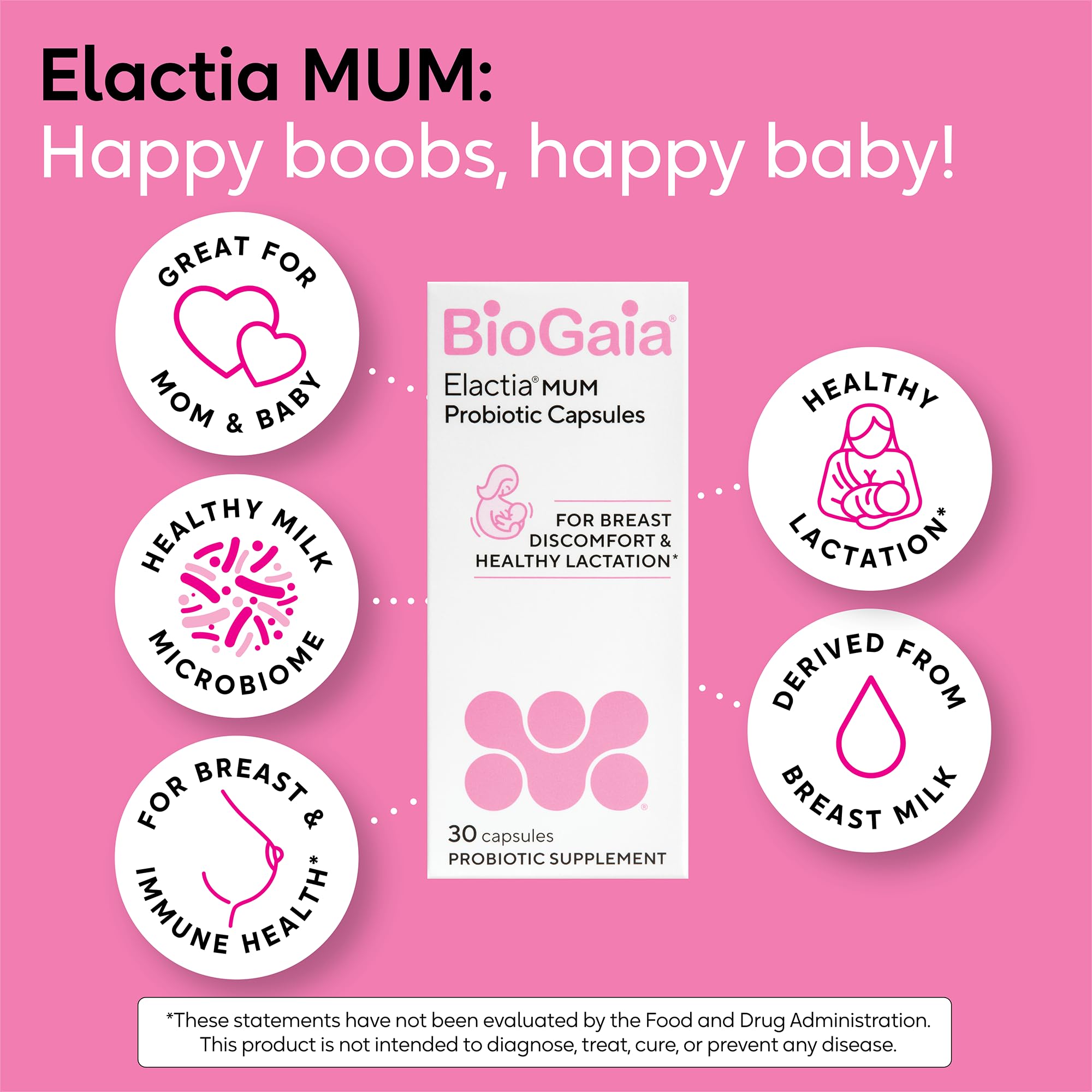 BioGaia Elactia etiqueta con ingredientes y certificación orgánica visible
