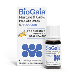 BioGaia frasco frontal mostrando etiqueta clara y beneficio de administración fácil