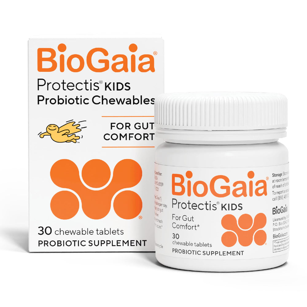 BioGaia envase frontal mostrando masticables y claridad de uso