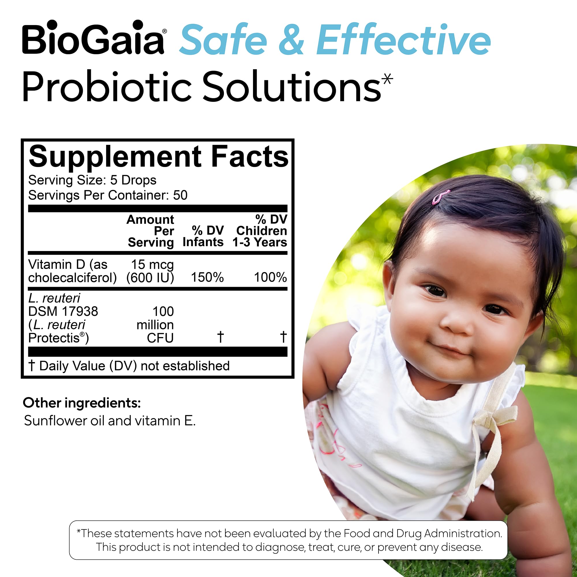 BioGaia etiqueta con lista de ingredientes clara y sin alérgenos