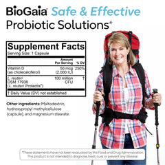 BioGaia envase sobre fondo claro, diseño visible y confianza de marca