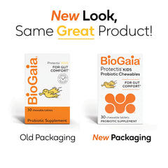 BioGaia tabletas masticables en primer plano, facilidad de administración para niños