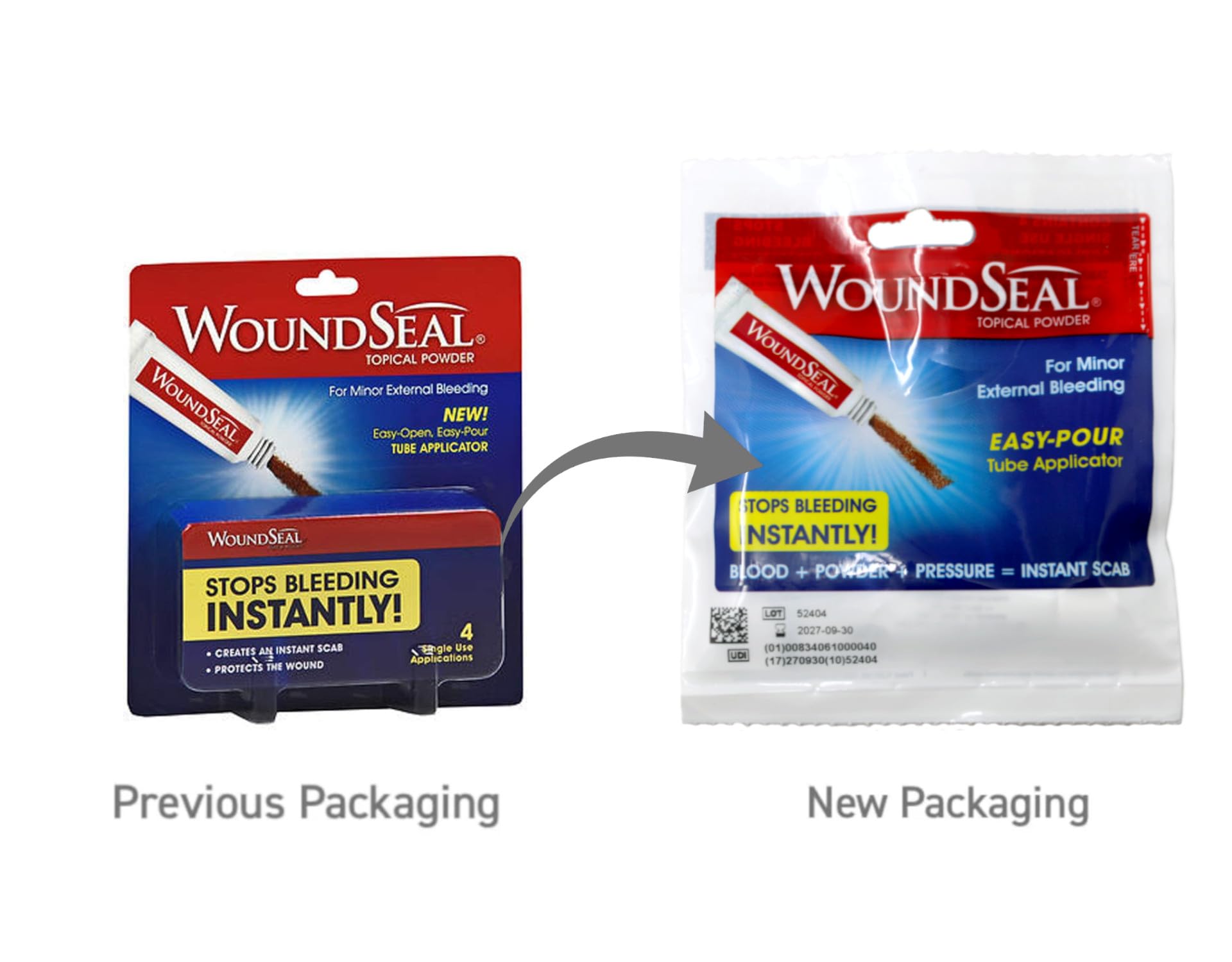 Biolife WoundSeal costra formada sobre herida, protección impermeable temprana