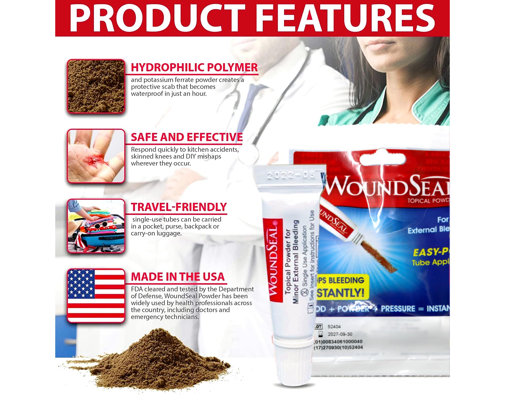 Biolife WoundSeal etiqueta y texto del envase, información clara y segura