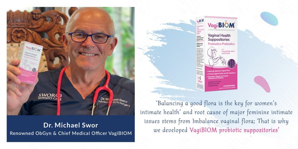 Biom Probiotics caja abierta con supositorios listos para el tratamiento genital
