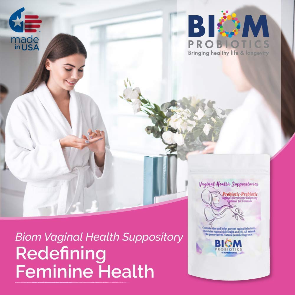 Biom Probiotics etiqueta del envase que resalta ingredientes y fórmula patentada