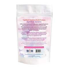Biom Probiotics VagiBIOM primer plano del supositorio y textura hidratante