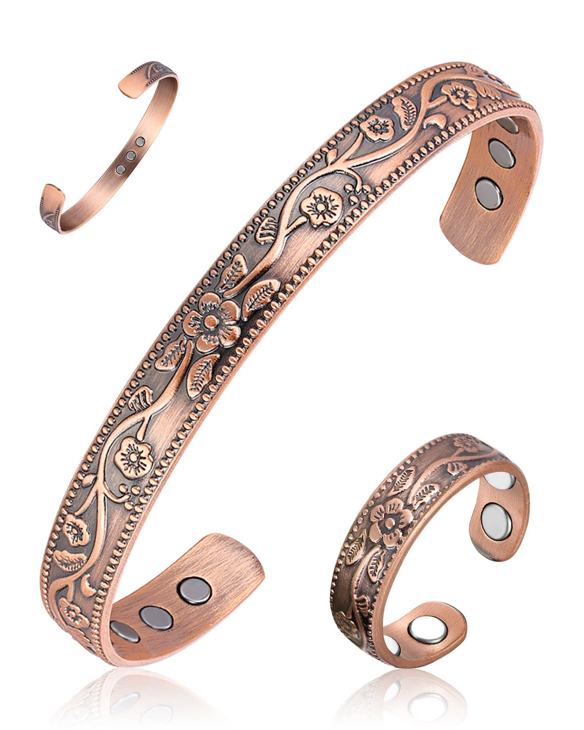 BioMag pulsera frontal mostrando acabado cobrizo y beneficio estético
