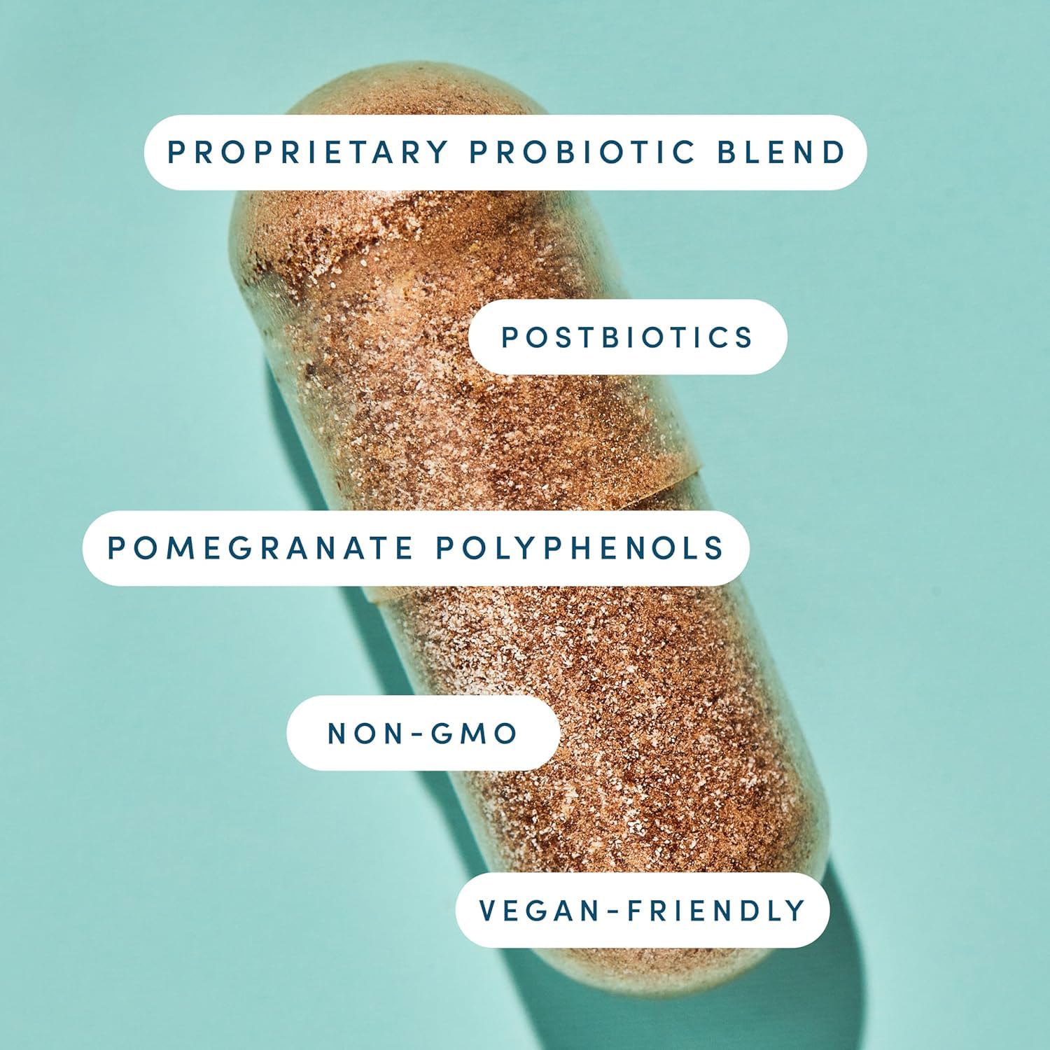 Bio.me primer plano de la cápsula mostrando textura y calidad vegana