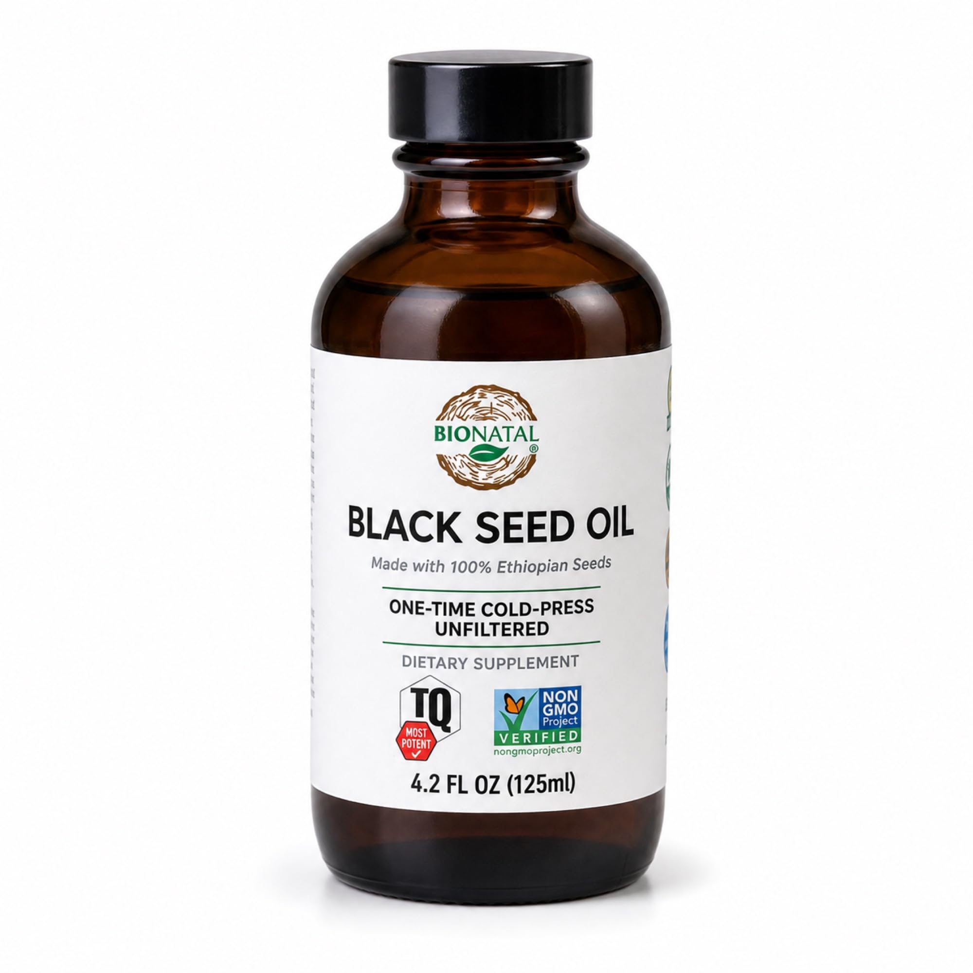 BioNatal frasco frontal mostrando aceite puro y diseño de vidrio
