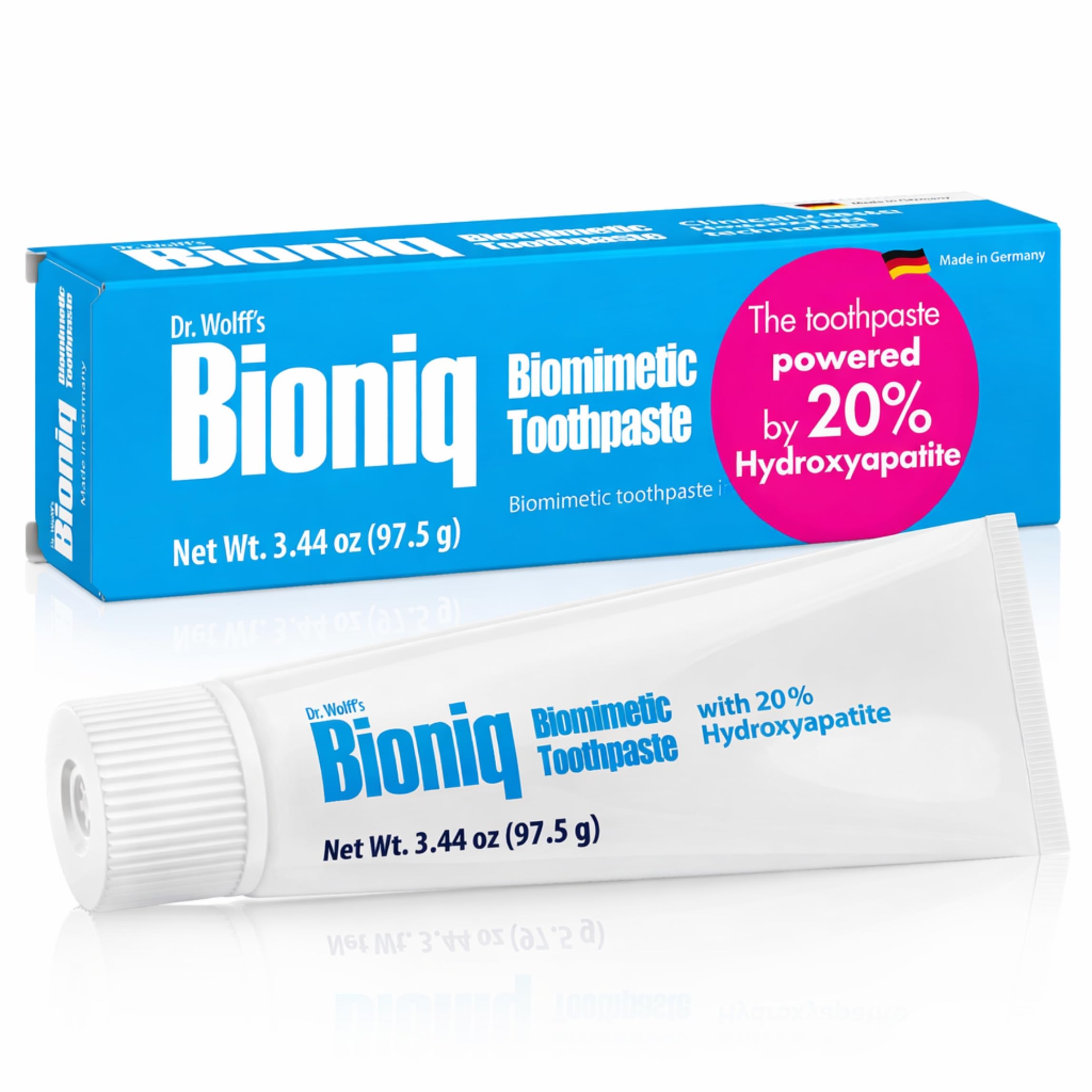 Bioniq Classic vista frontal del tubo mostrando el diseño y beneficio de remineralización