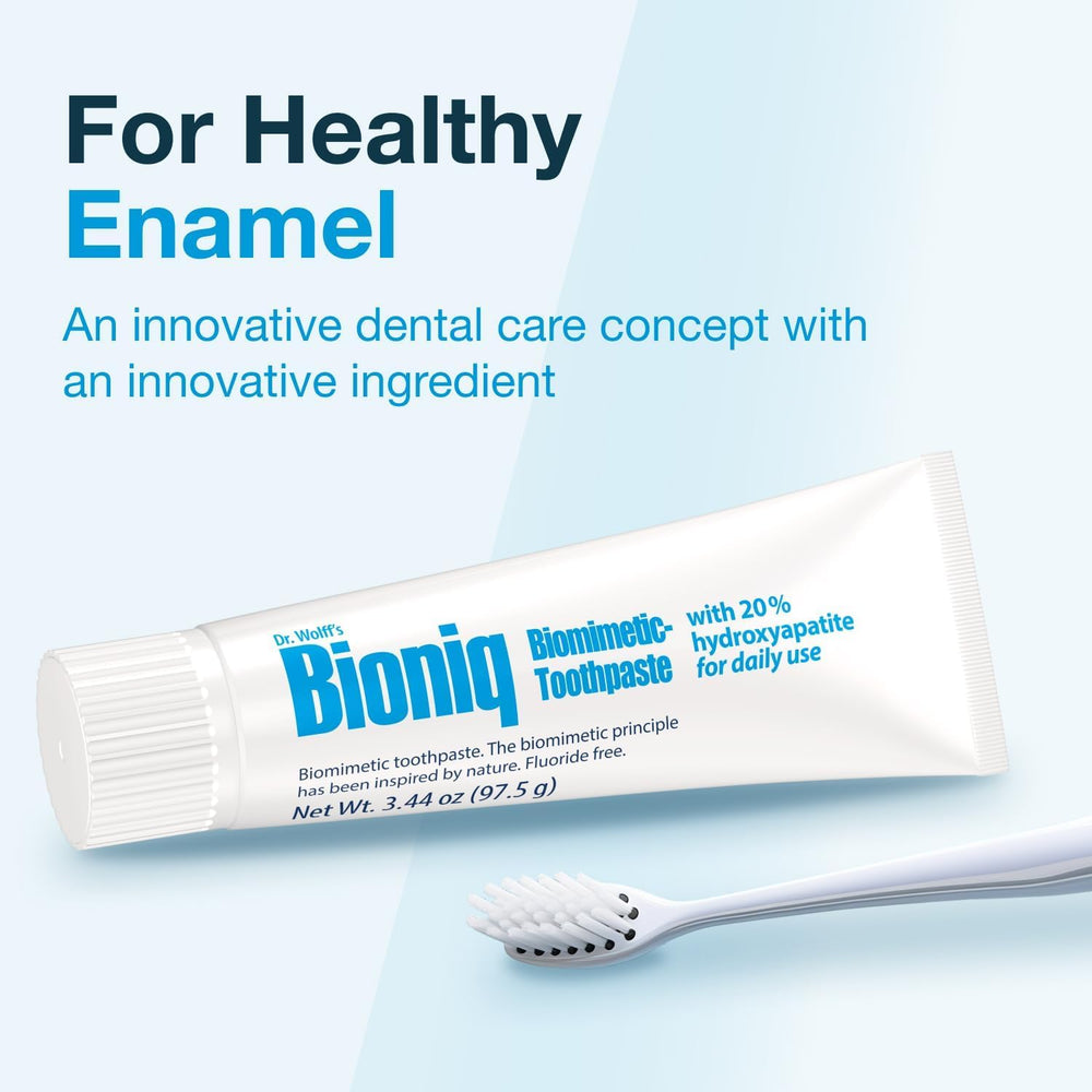 Bioniq etiqueta de ingredientes resaltando 20% BioHAP y formulación sin flúor ni SLS
