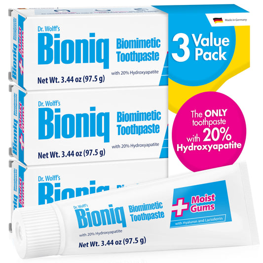 Bioniq tubo frontal mostrando marca y beneficio de hidratación gingival