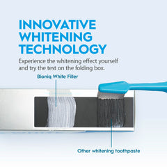 Bioniq textura de la crema dental que evidencia micropartículas protectoras