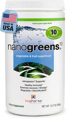 Biopharma Scientific envase frontal mostrando sabor manzana verde y porciones