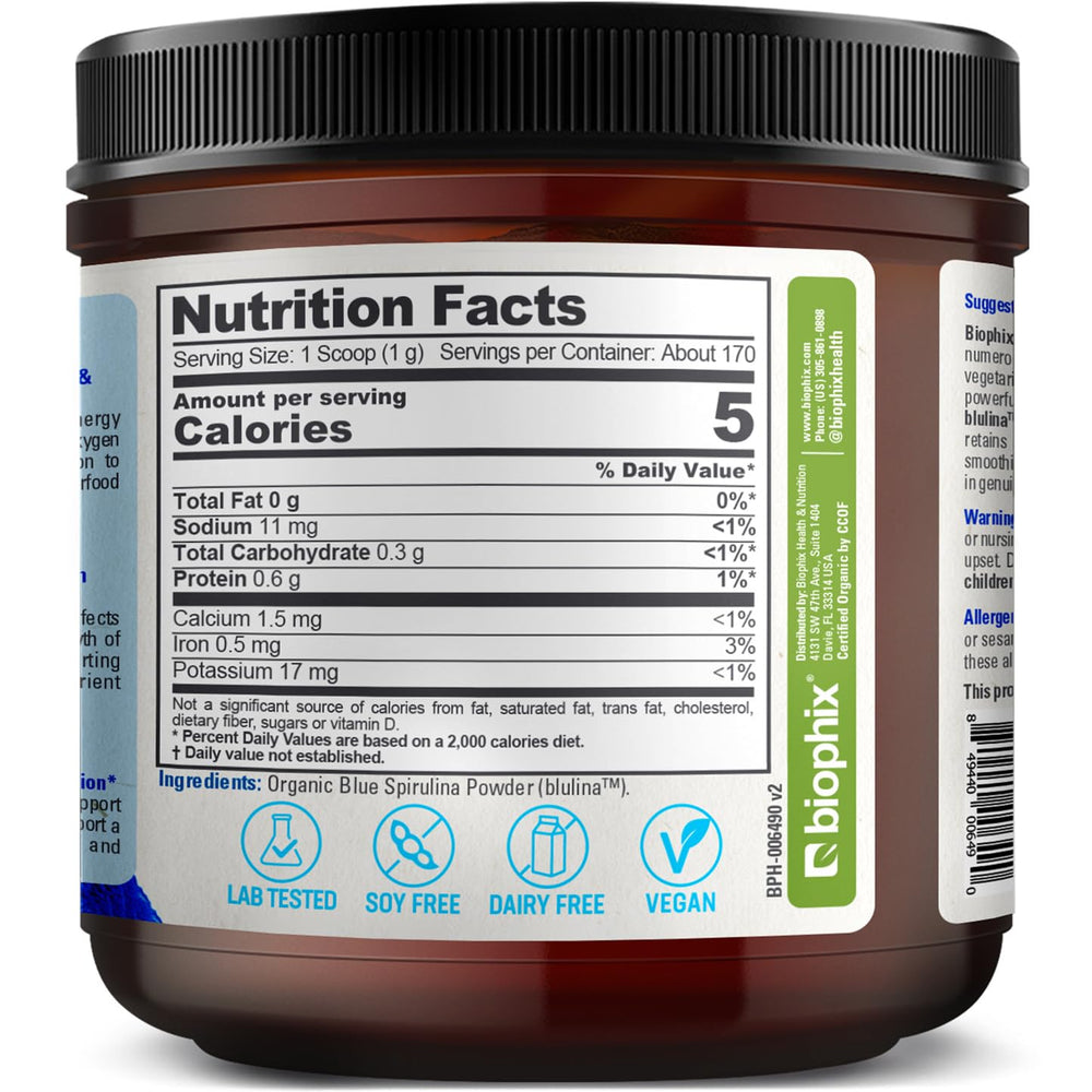 biophix comparativa de tamaño del frasco, 6 oz y 170 porciones