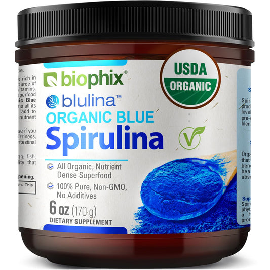 biophix frasco frontal de espirulina azul, color vibrante y puro