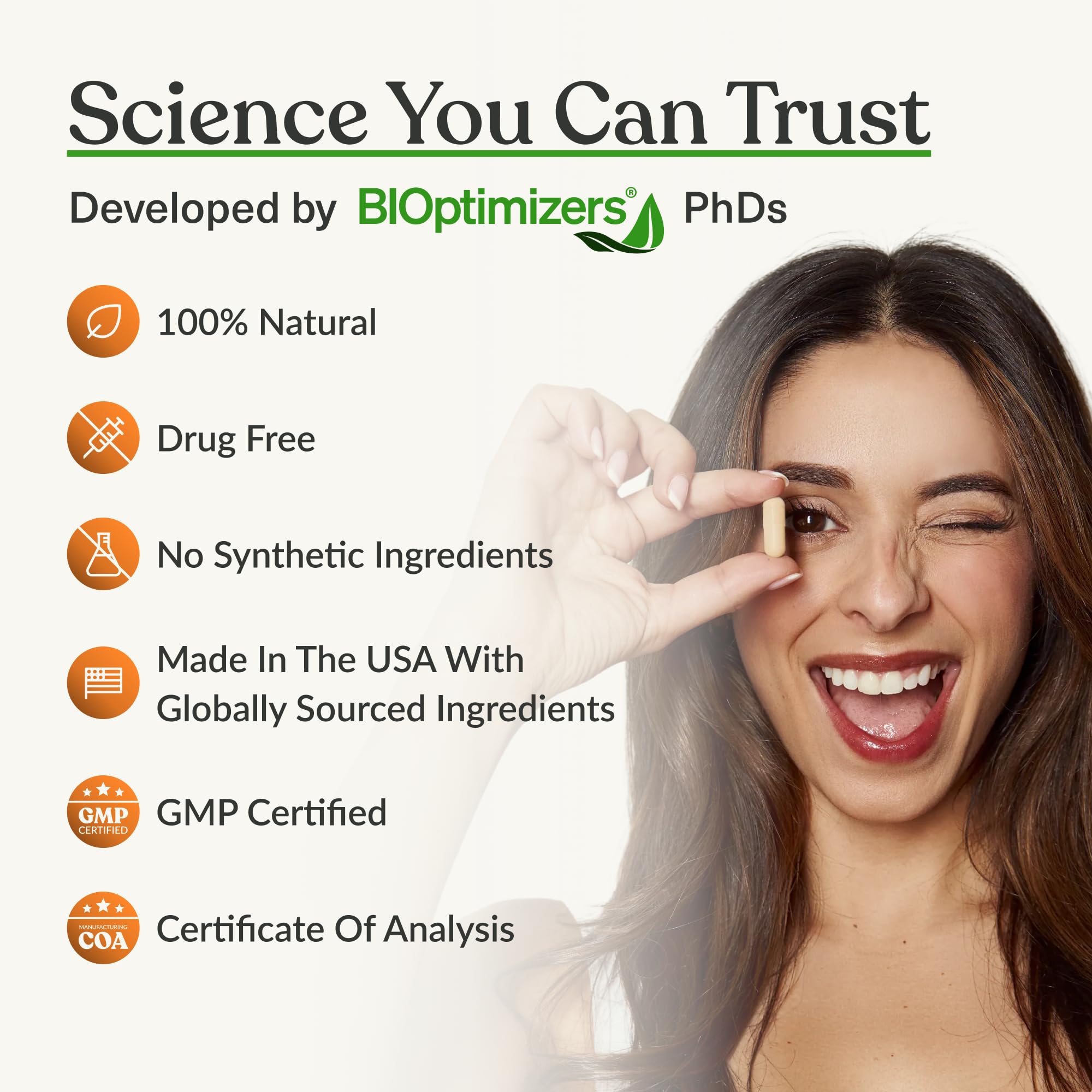 BIOptimizers comparación de tamaño con moneda para referencia de escala