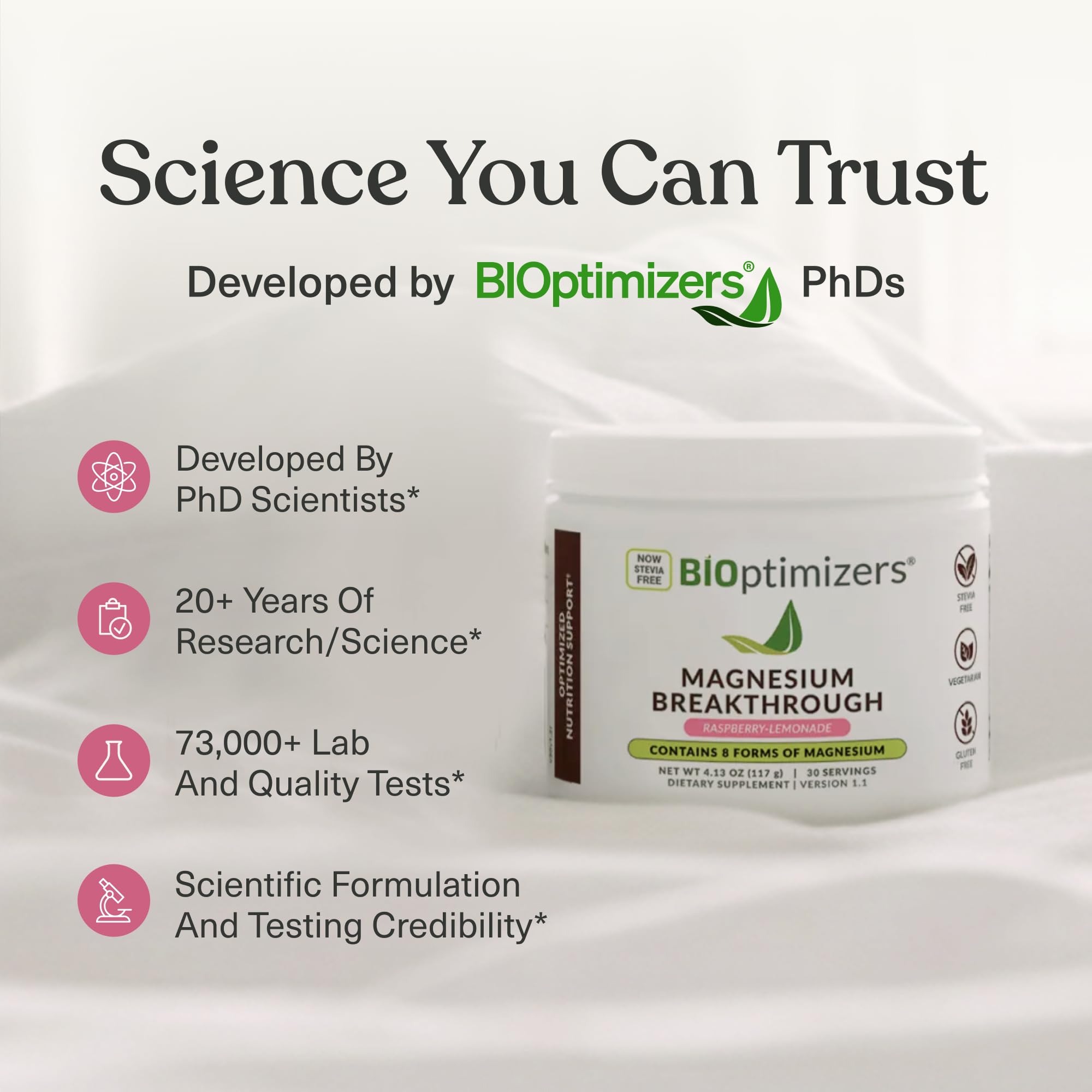 BIOptimizers bote junto a ingredientes naturales para confianza limpia
