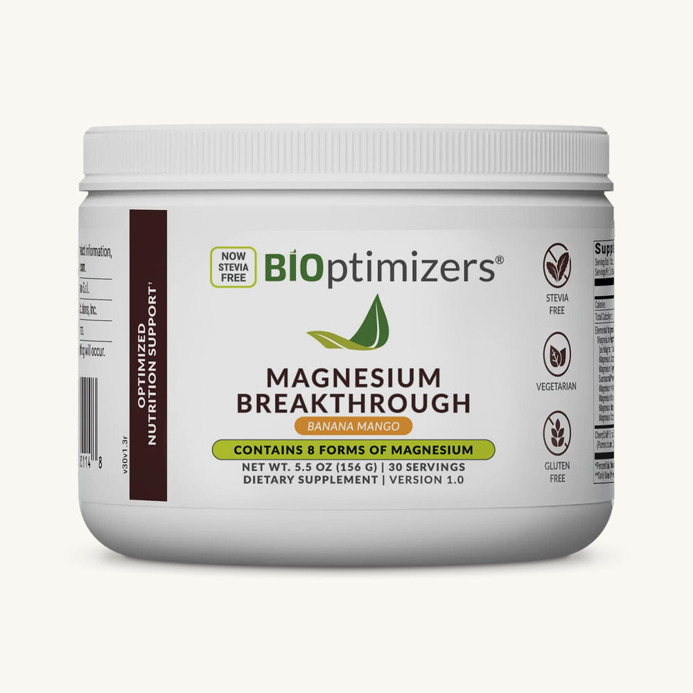 BIOptimizers envase frontal banana-mango mostrando etiqueta y beneficio