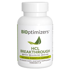 BIOptimizers HCL Breakthrough frontal mostrando envase y beneficio digestivo
