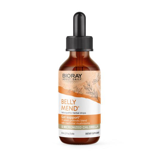 BIORAY Daily Belly Mend: botella de 2 oz, posible apoyo digestivo.