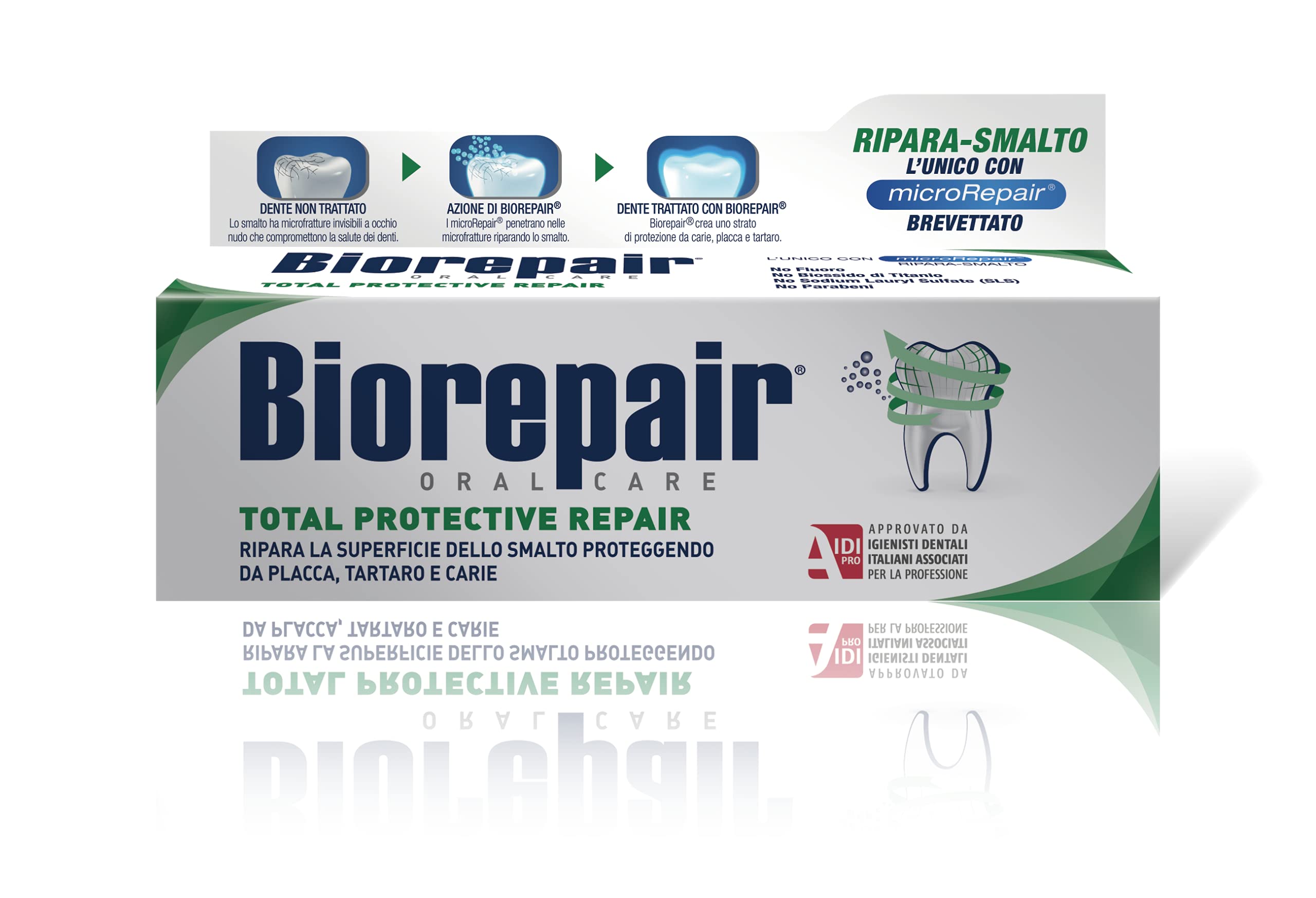 Etiqueta Biorepair con ingredientes y origen Italia para confianza de calidad