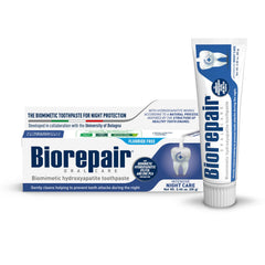 Biorepair frente del empaque mostrando protección nocturna, aspecto profesional